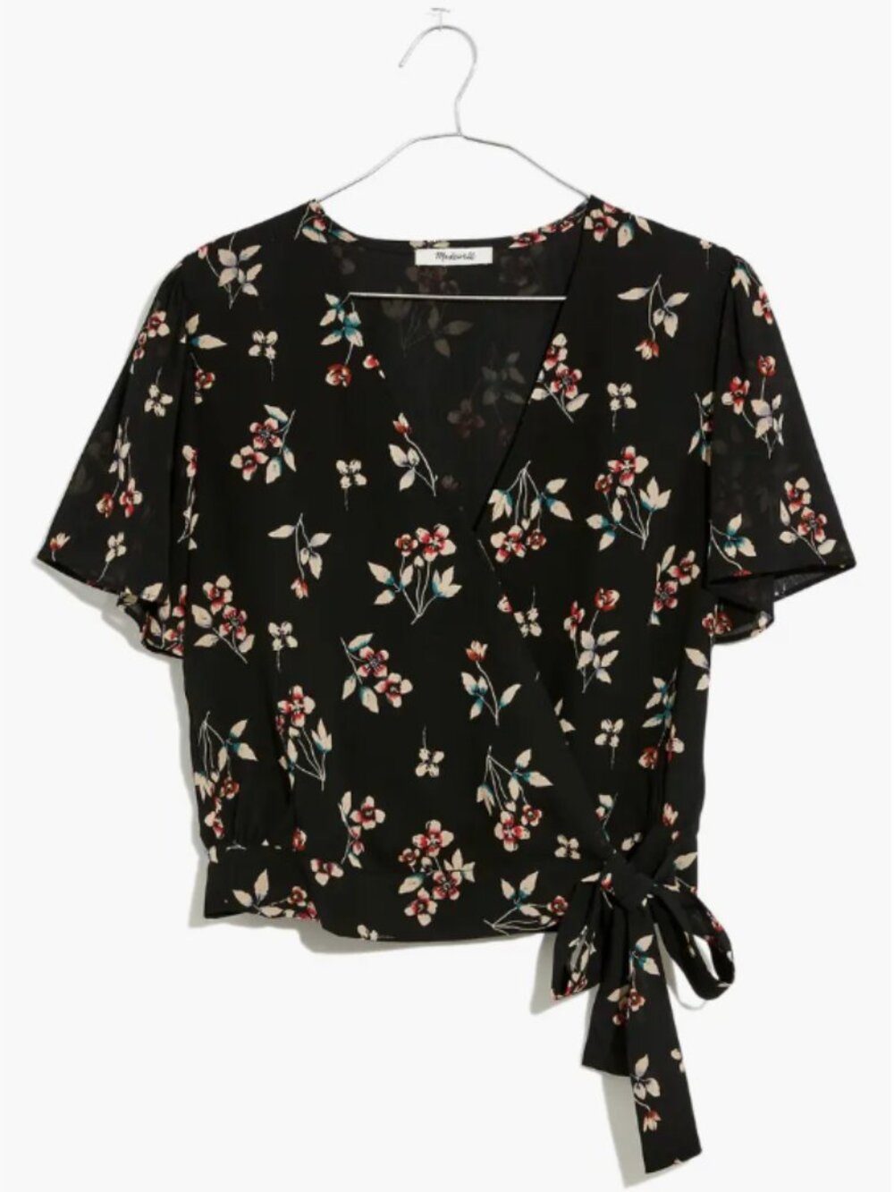 Madewell Botanical Print Wrap Top